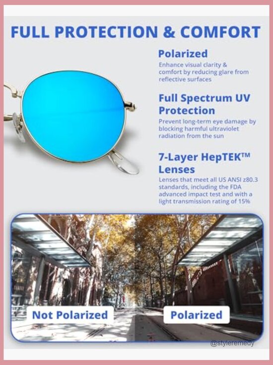 Round Folding Sunglasses Polarized UV400 Protection with Vegan Leather Case main image 5